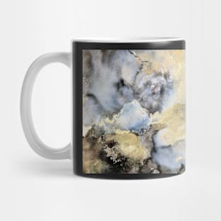 Blue, Gold and Grey Marble effect, Abstract Art Mug